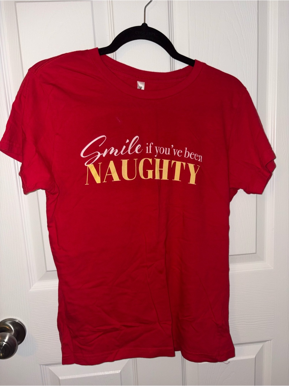 Women’s Red Graphic Tee - 'Smile if you've been NAUGHTY'